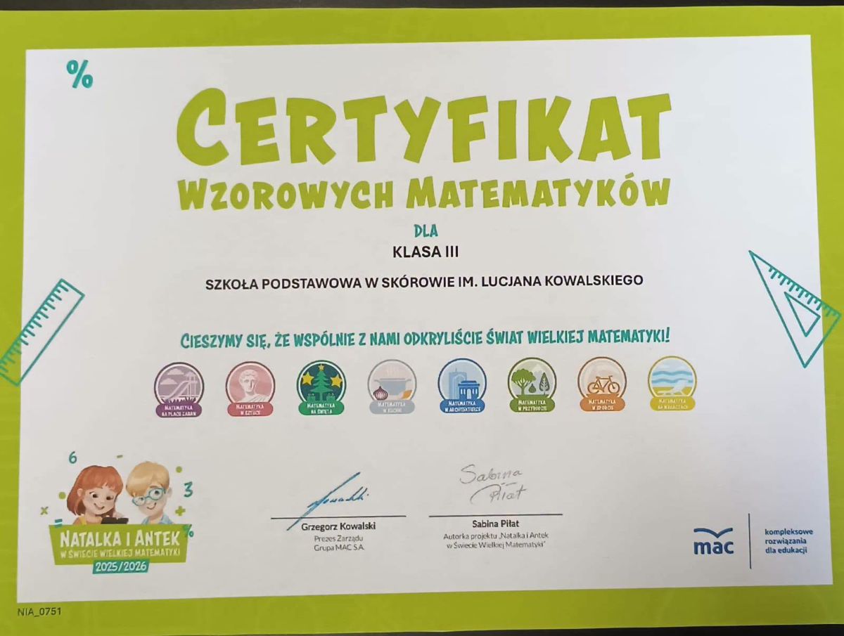 Zdjęcie: WZOROWI MATEMATYCY Z KLASY III